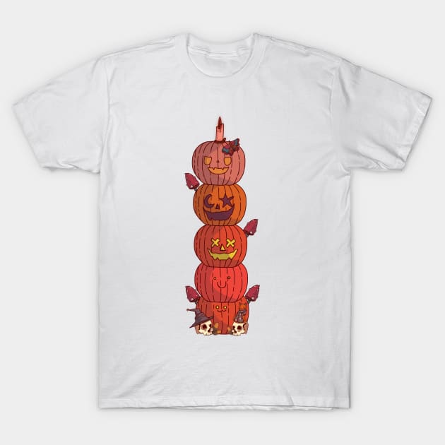 Totem Pumpkins T-Shirt by Swadeillustrations